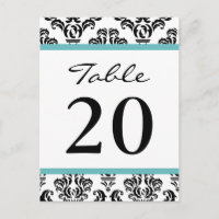 Damask Table Numbers (Black / Turquoise / White)