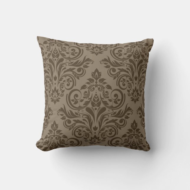 Damask - taupe brown cushion (Front)