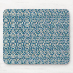Damask Teal Blue Pattern Mouse Pad