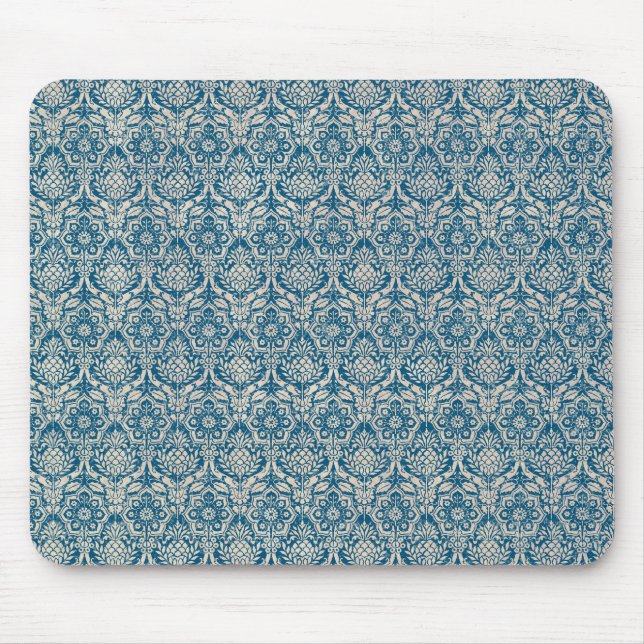 Damask Teal Blue Pattern Mouse Pad (Front)