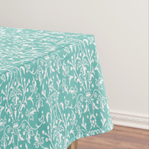Damask Teal & White Tablecloth