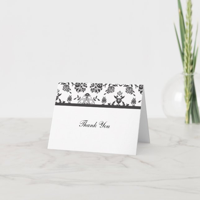 Damask Thank You Note Card (Front)
