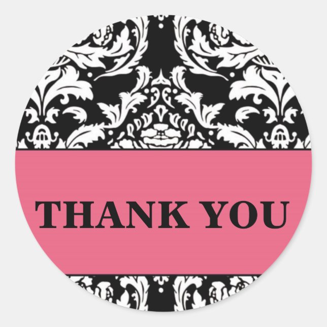 Damask Thank You Sticker (Front)