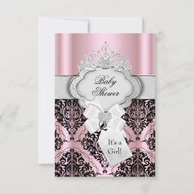Damask & Tiara Princess Baby Shower Invitation (Front)