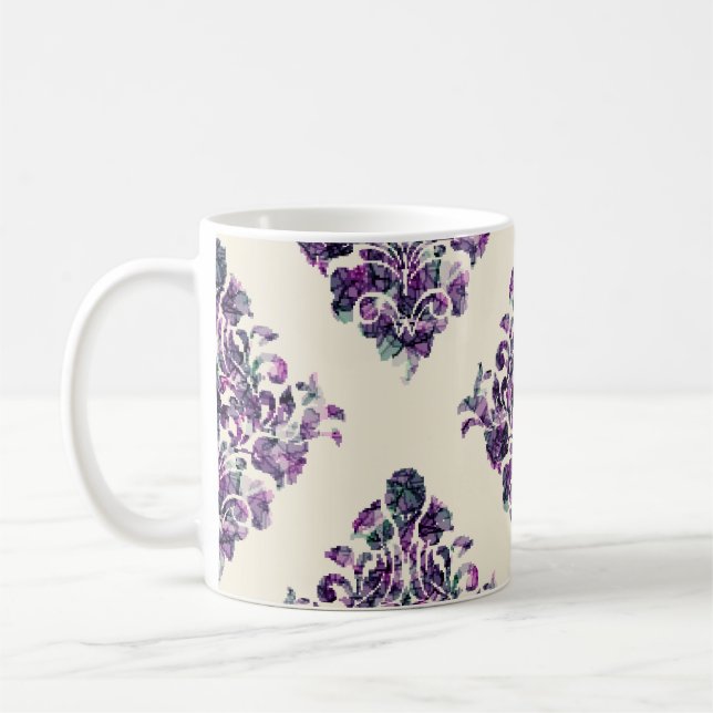 Damask Triangles: Vintage Abstract Luxury. Coffee Mug (Left)