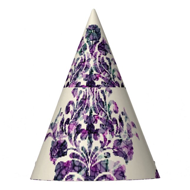 Damask Triangles: Vintage Abstract Luxury. Party Hat (Front)