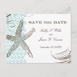 Damask Tropical   Save the Date Announcement Postcard
