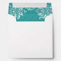 Damask Turquoise Wedding Square Envelope