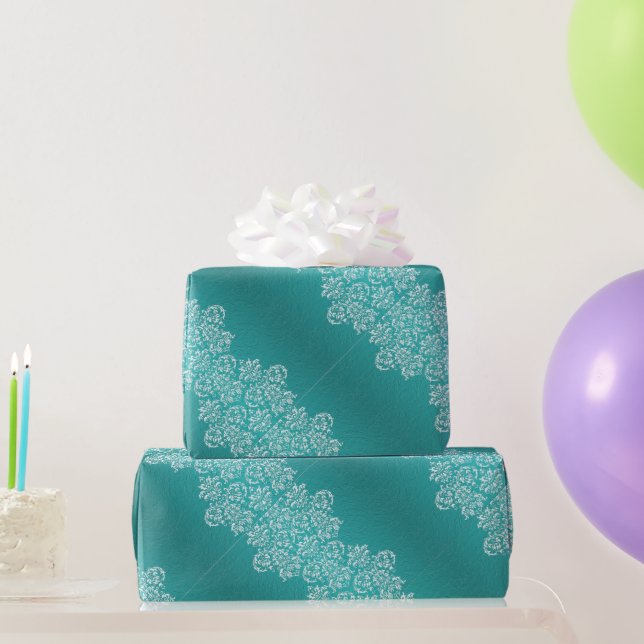 Damask Turquoise Wedding Wrapping Paper (Party Gifts)