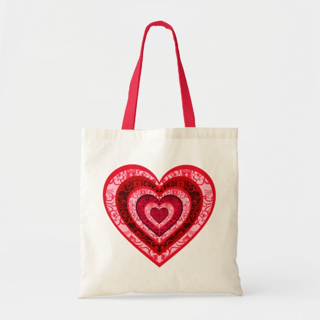 Damask Valentine's Day Layered Hearts Bag (Front)