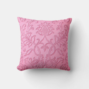damask velvet pink girly victorian pattern textile cushion