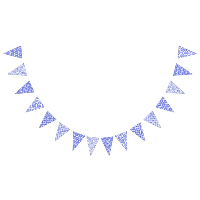 Damask vintage blue white chinoiserie ginger jar bunting  (All)