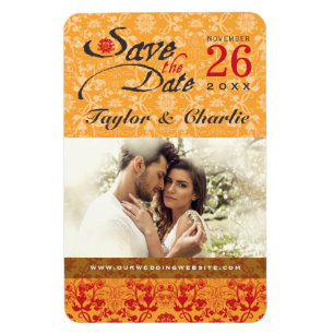 Damask Vintage Lace Save The Date Photo Magnet