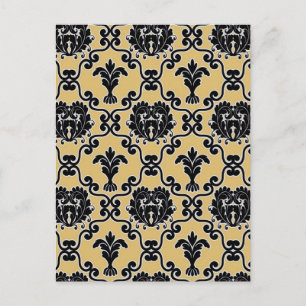 Damask vintage paisley wallpaper floral pattern postcard