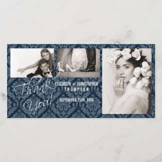 Damask Vintage ThankYou Wedding Photo Card- nite Thank You Card