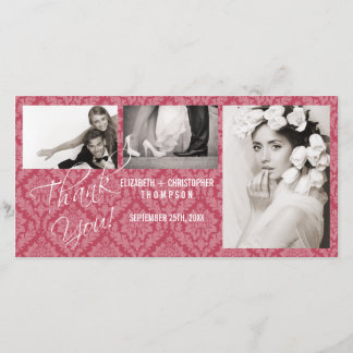 Damask Vintage ThankYou Wedding Photo Card-rhubar Thank You Card