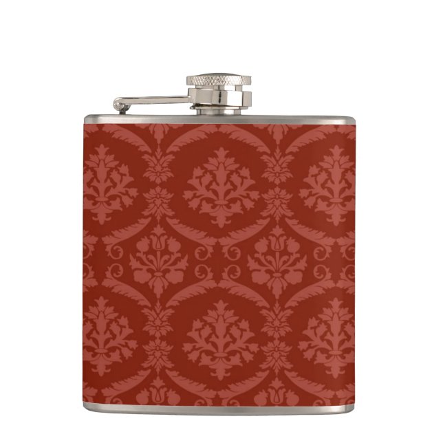 Damask wallpaper 3 hip flask (Front)