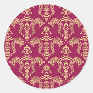 Damask wallpaper 4 classic round sticker