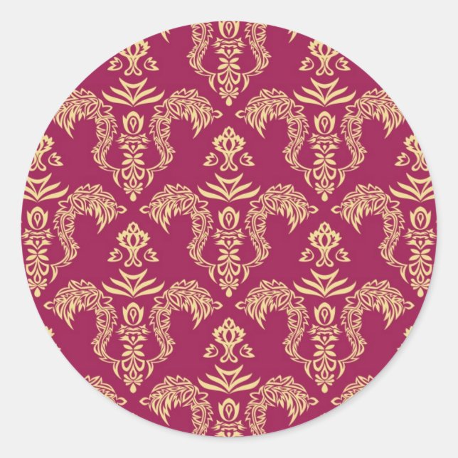 Damask wallpaper 4 classic round sticker (Front)