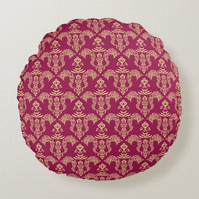 Damask wallpaper 4 round cushion (Front)