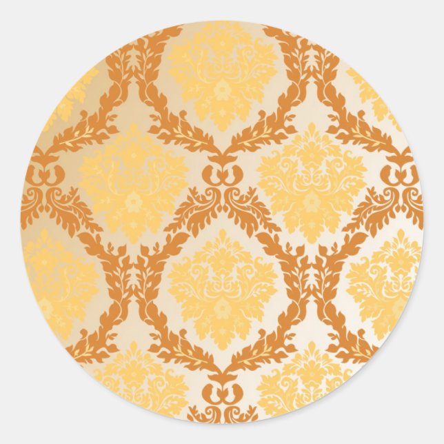 Damask wallpaper 5 classic round sticker (Front)