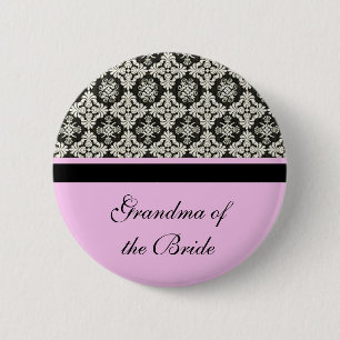 damask wedding button. for grandma, grandpa 6 cm round badge