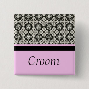damask wedding button for groom