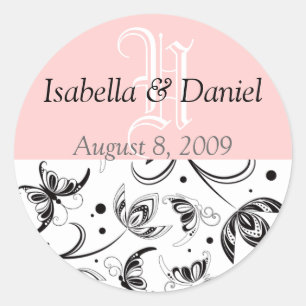 Damask Wedding Favour Gift Lables Classic Round Sticker