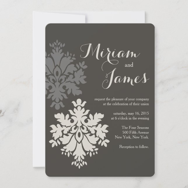 Damask Wedding Invitation (Front)