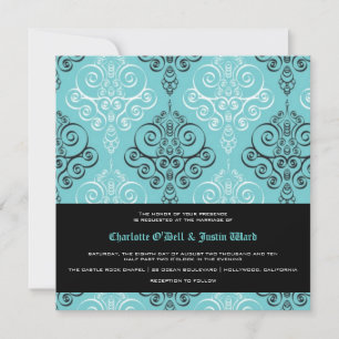 damask; wedding invitation