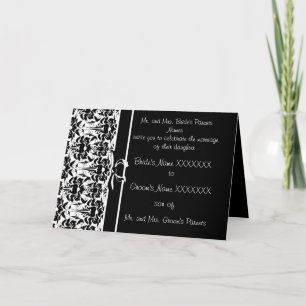 Damask Wedding Invitation - -Black and White