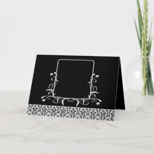 Damask Wedding Invitation - -Black and White