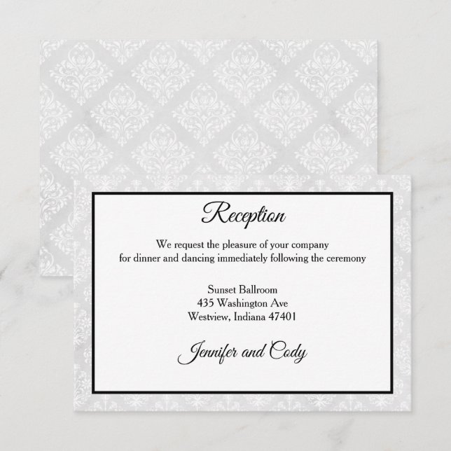 Damask Wedding Invitation Enclosure Card (Front/Back)