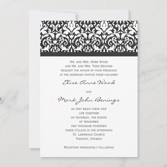 Damask Wedding Invitation Template (Front)
