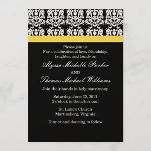 Damask Wedding Invitation (Yellow)