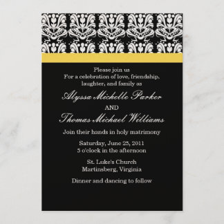 Damask Wedding Invitation (Yellow)