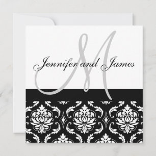 Damask Wedding Invitations with Monogram Names