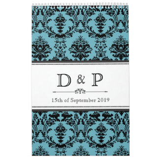 Damask Wedding Monogram Signature Photo Guestbook Calendar