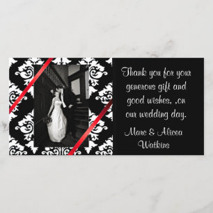 Damask Wedding Photo Thank You Card