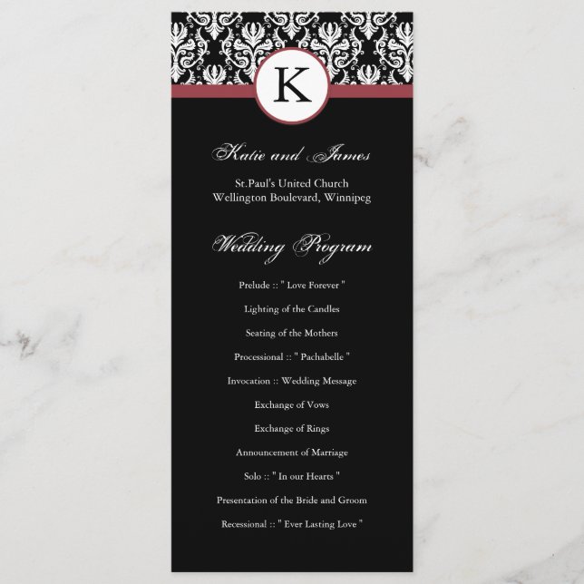 Damask Wedding Program (Front)