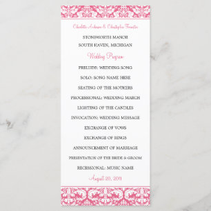 Damask Wedding Programs (Honeysuckle) 2-Sided