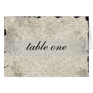 Damask Wedding Reception Table Cards, Black