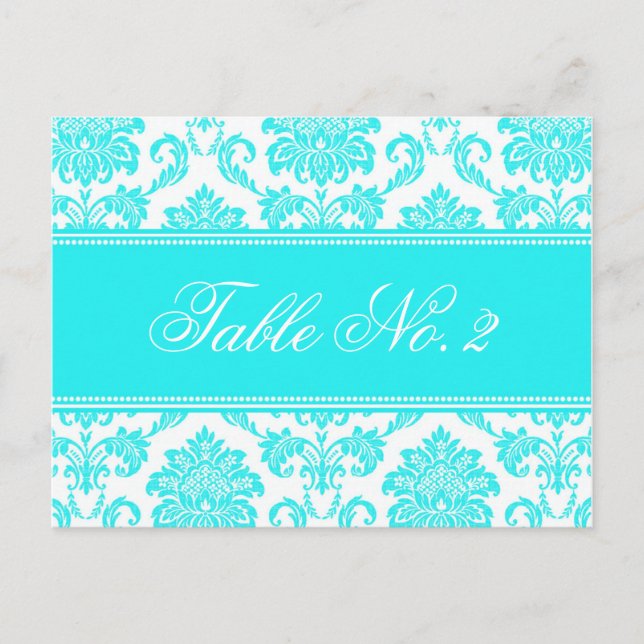 Damask Wedding Table Number Postcard (Front)