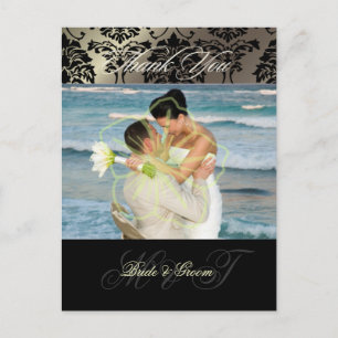 Damask Wedding Thank You Photo postcards, Postcard