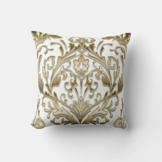 Damask white and gold floral vintage elegant cushion