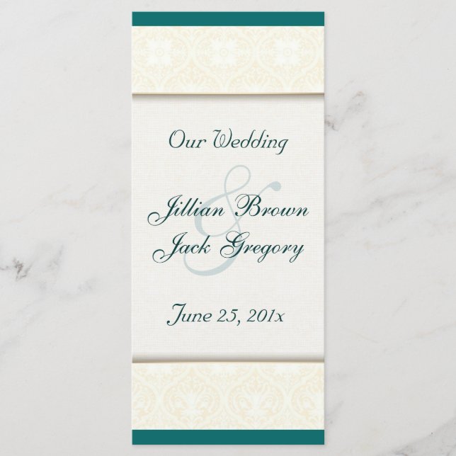 Damask White WEDDING Program (Front)