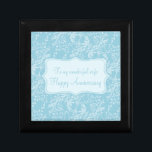 Damask wife anniversary gift box light blue<br><div class="desc">Pretty chic damask style keepsake gift box. Perfect to showcase a extra special gift for your wife on an anniversary or other special occasion. Gift box reads: "To my wonderful Wife Happy Anniversary",  or can be customised with your own words. Exclusive design by Sarah Trett.</div>