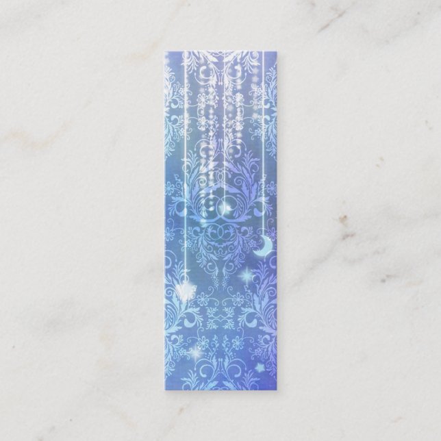 Damask Wildflowers, MADAM VALESKA in Blue Mini Business Card (Front)