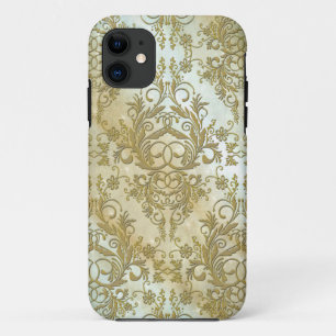 Damask Wildflowers, Morning Stars in Gold iPhone 11 Case
