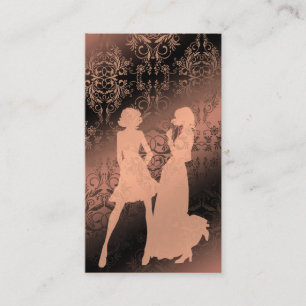 Damask Wildflowers, Sheer Shadows Black & Peach Business Card